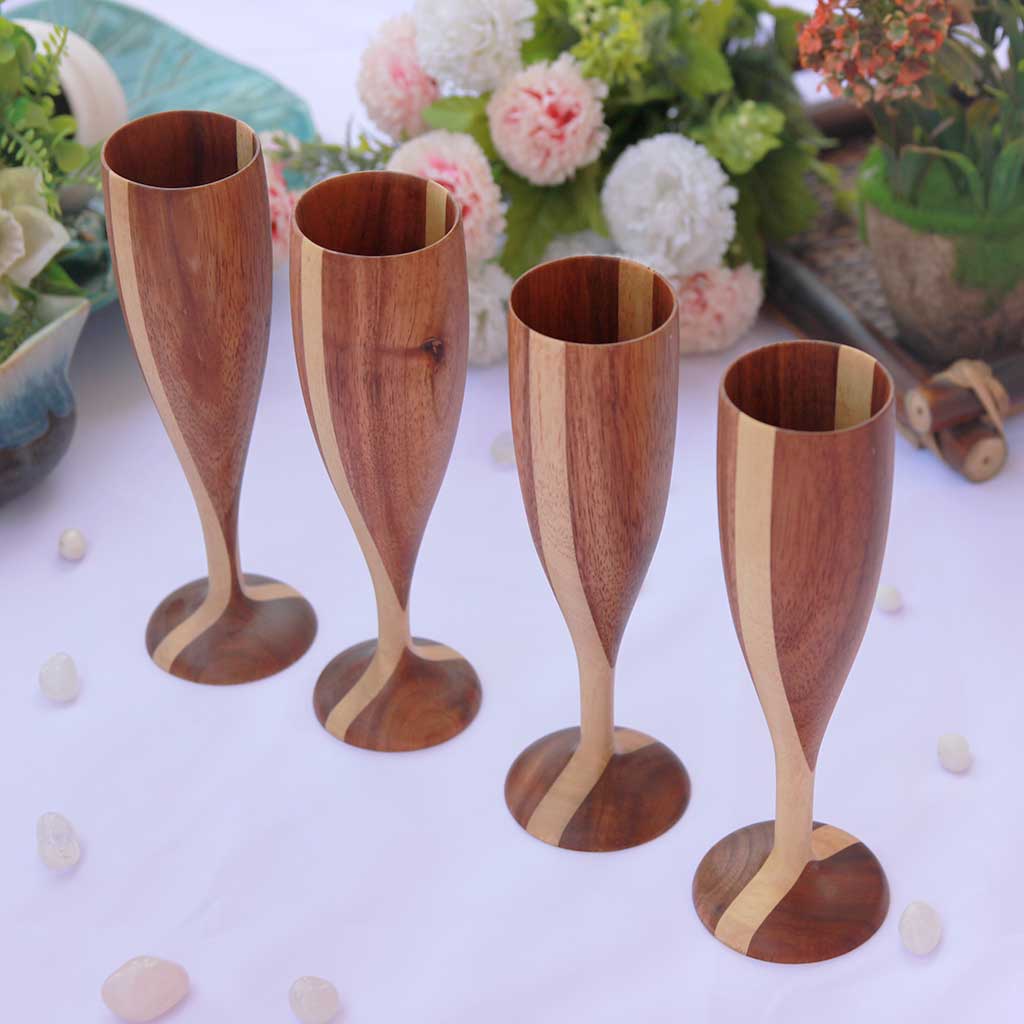 Champagne Glasses | Classy Champagne Flutes | Handmade Wooden Wine Goblets - Image 14