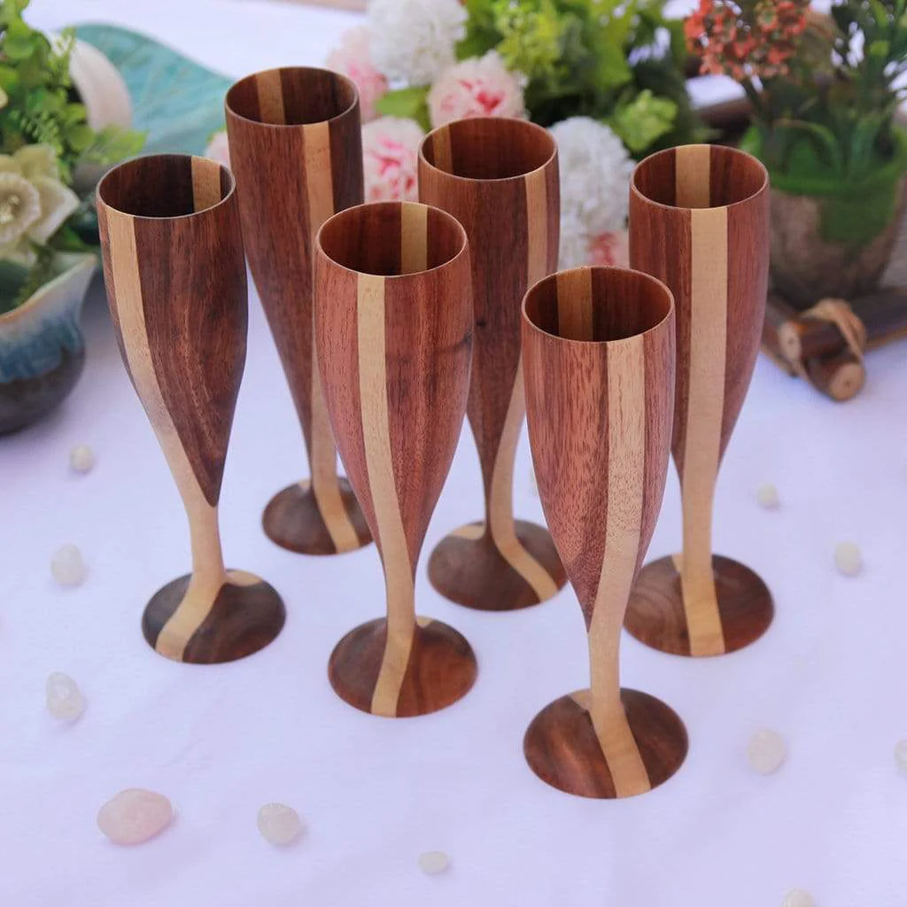 Champagne Glasses | Classy Champagne Flutes | Handmade Wooden Wine Goblets - Image 15