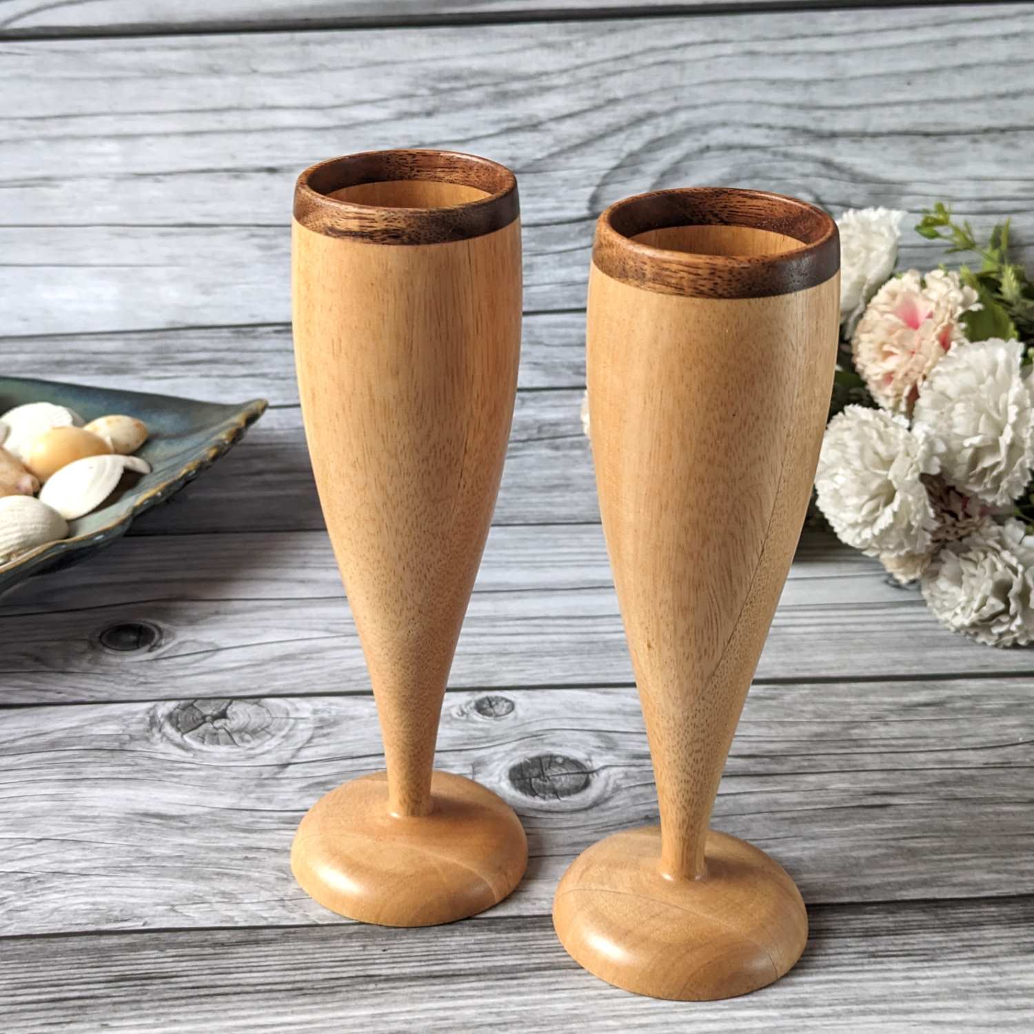 Champagne Glasses | Classy Champagne Flutes | Handmade Wooden Wine Goblets - Image 3