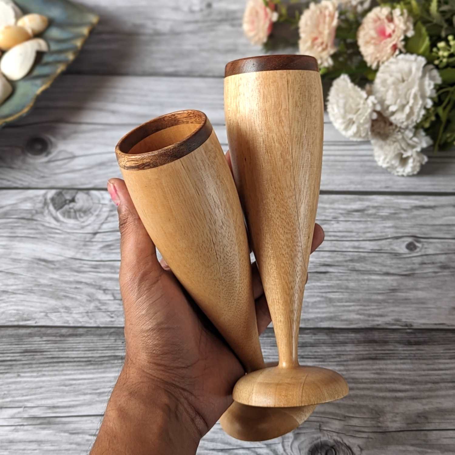 Champagne Glasses | Classy Champagne Flutes | Handmade Wooden Wine Goblets - Image 5