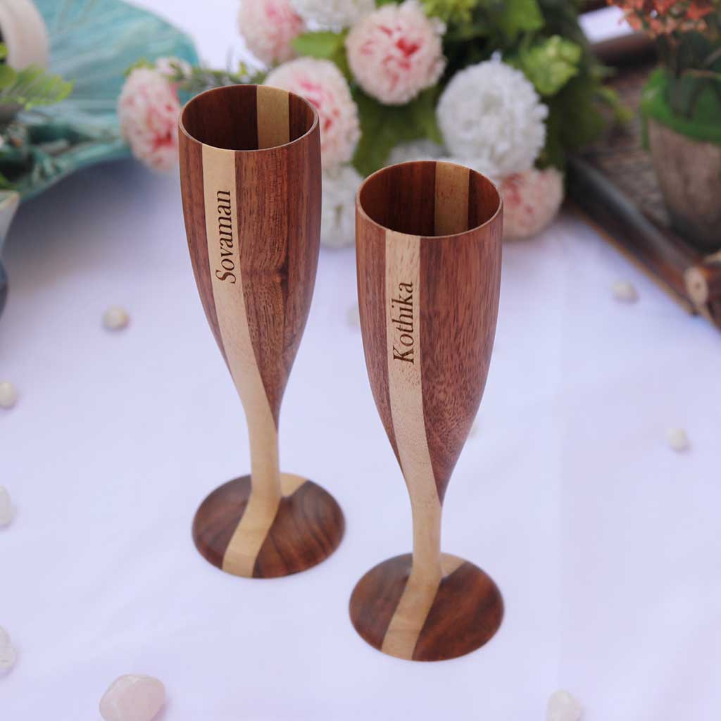 Champagne Glasses | Classy Champagne Flutes | Handmade Wooden Wine Goblets - Image 7