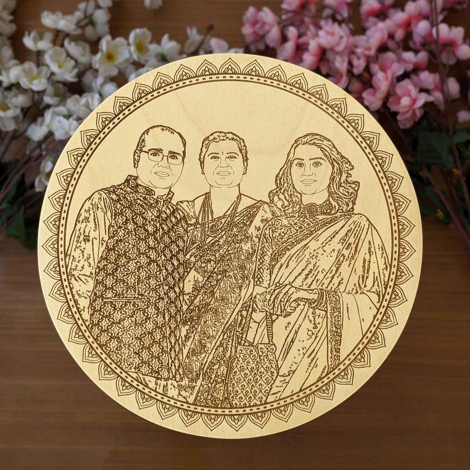 Circle of Love - Personalized Wooden Family Portrait Frame - Image 2