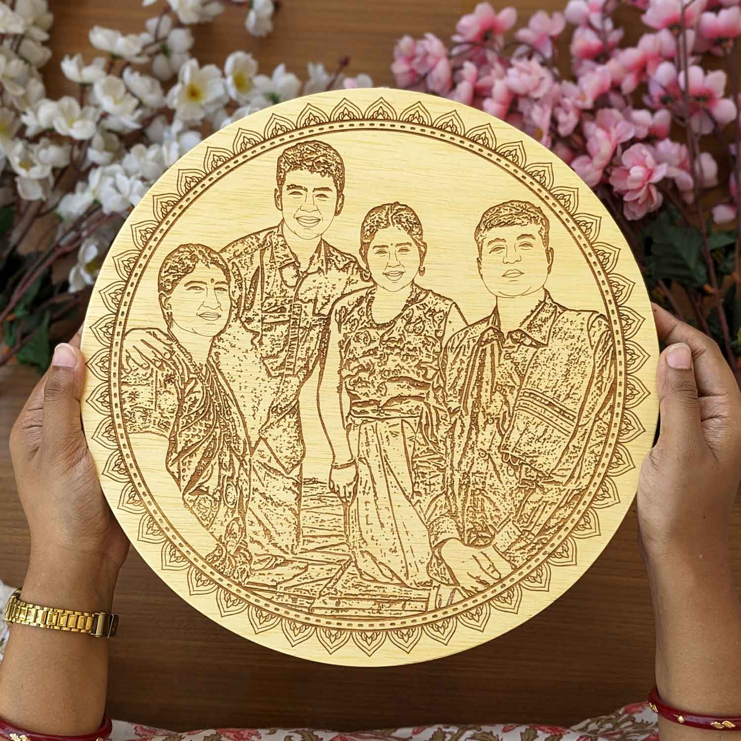 Circle of Love - Personalized Wooden Family Portrait Frame - Image 9