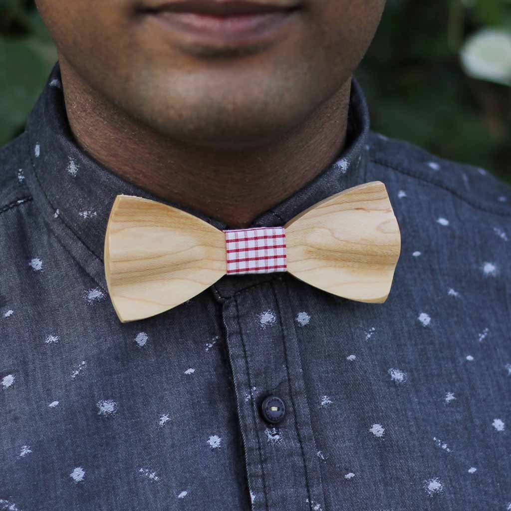 The Shah - White Wooden Bow Tie - Image 3