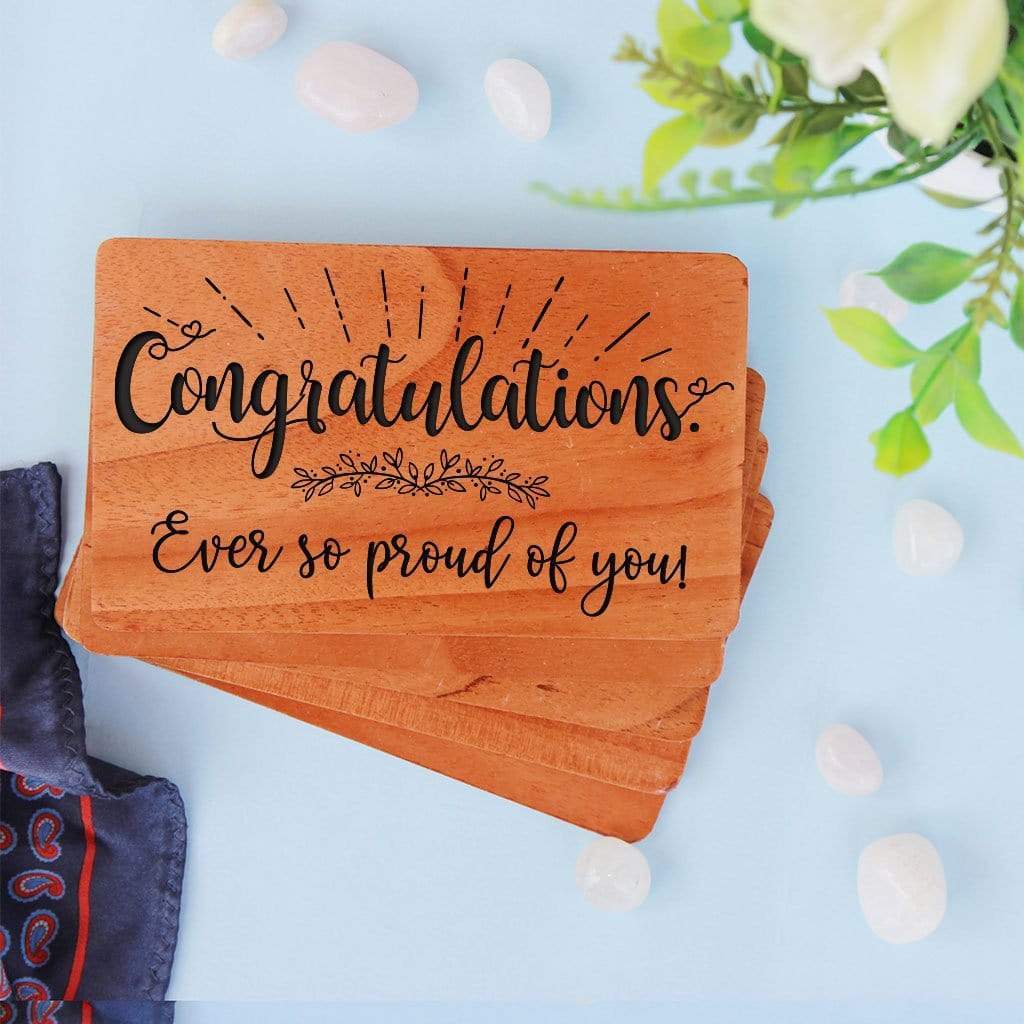 Congratulations Cards: Set Of Personalized Wooden Cards