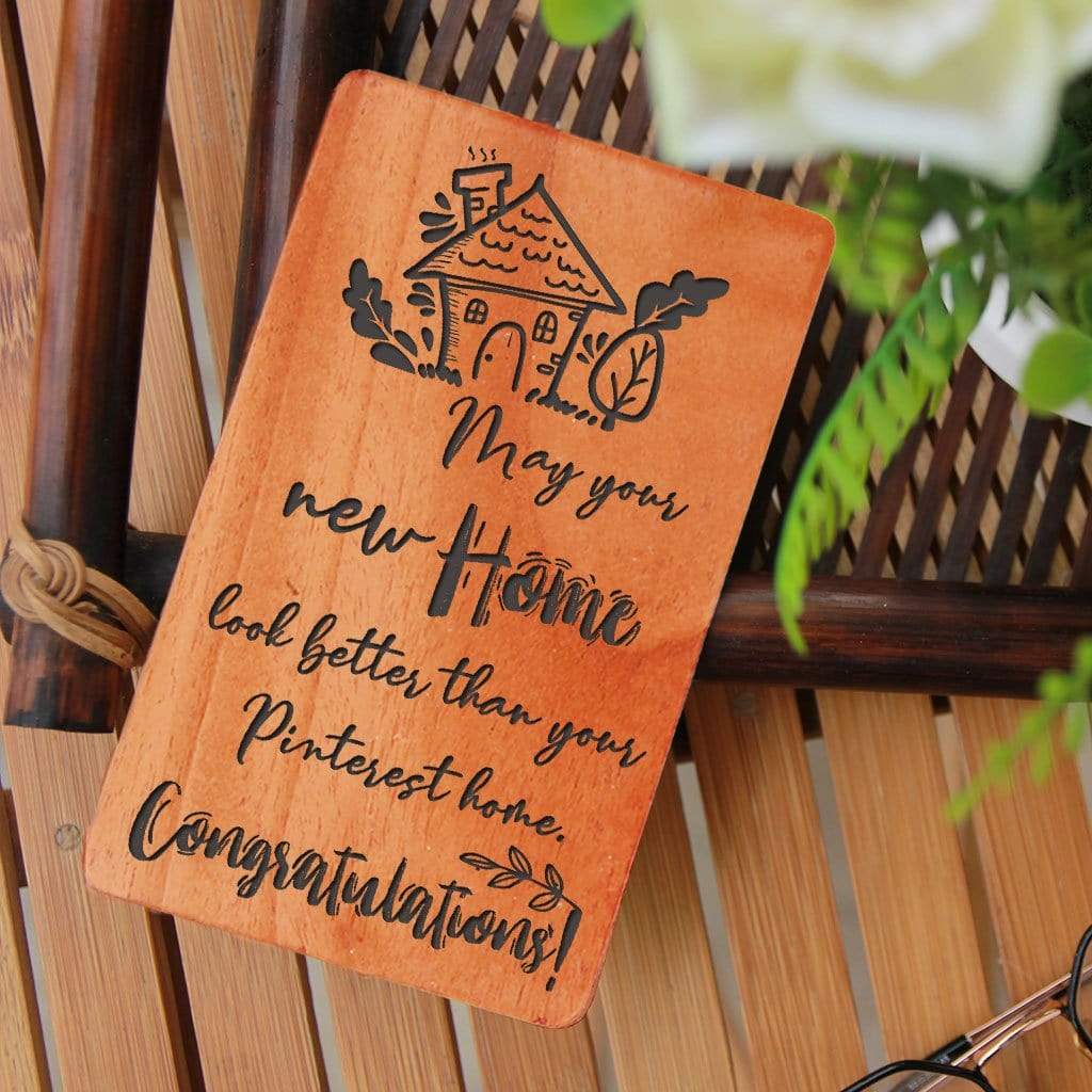 Congratulations On New Home Greeting Cards: Set Of Personalized Wooden Cards - Image 2