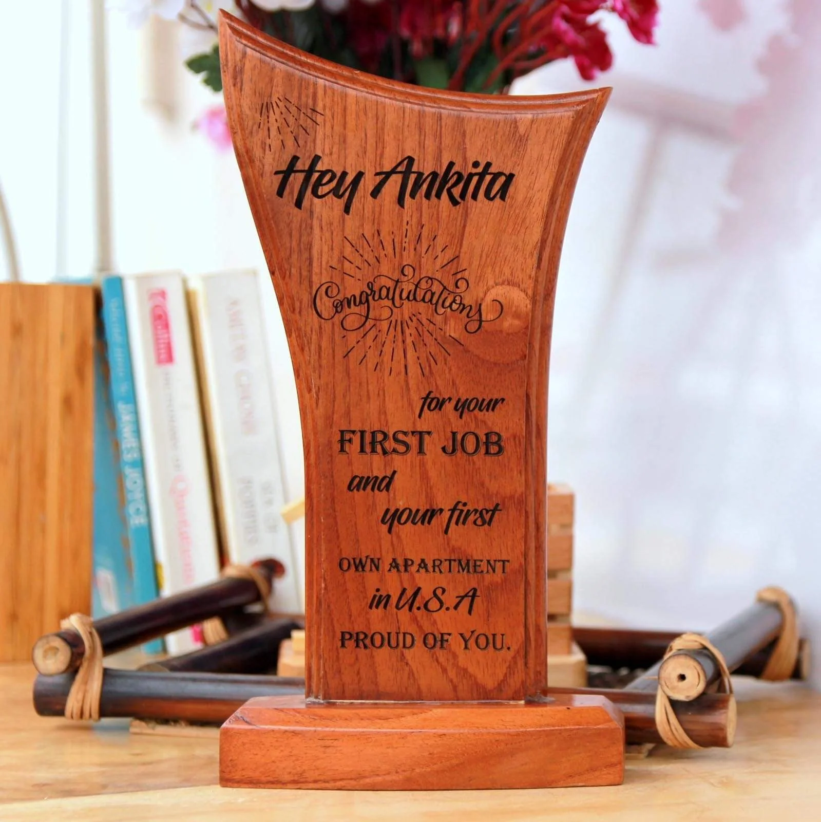 Congratulations Wooden Award Standee - Gifts For Friends