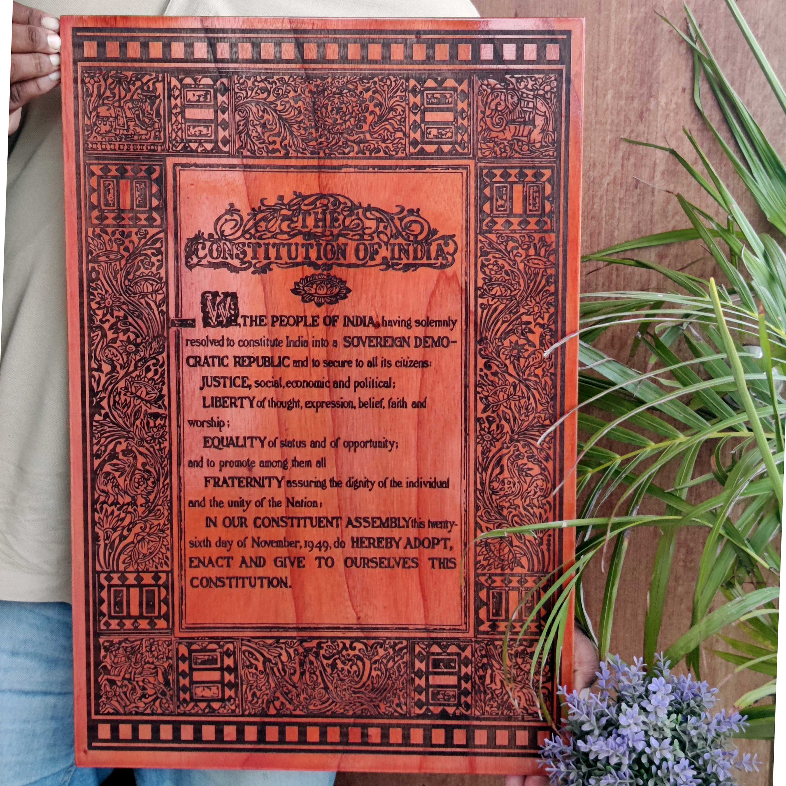 Constitution Of India Engraved In Wood | Patriotic Gift For Politicians - Image 5