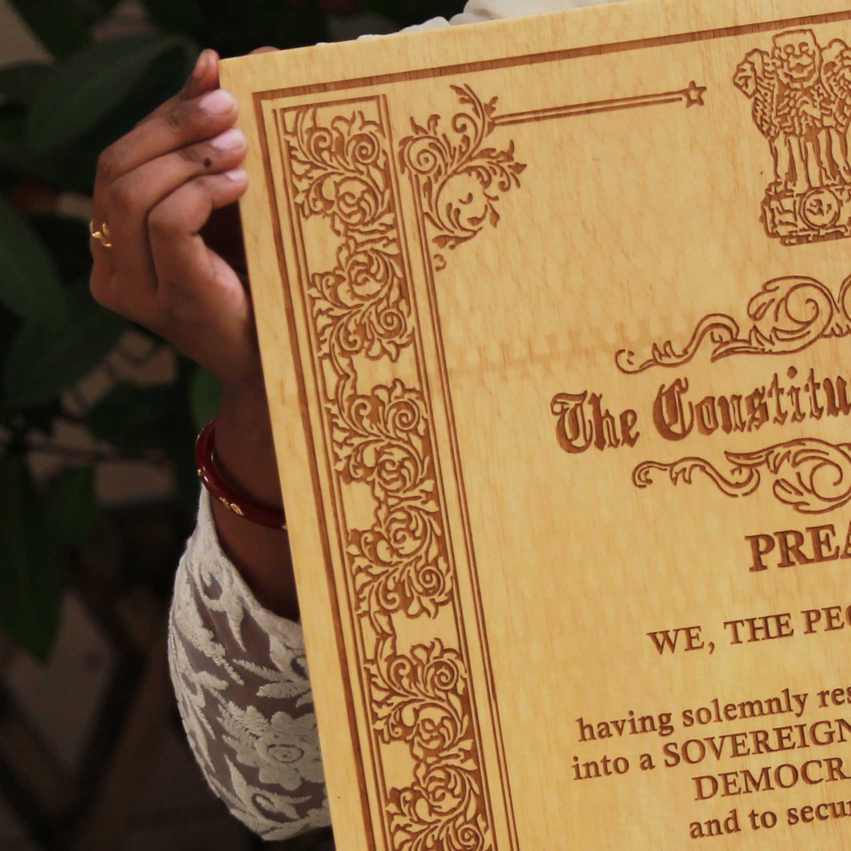 Constitution Of India Engraved In Wood | Patriotic Gift For Politicians - Image 7