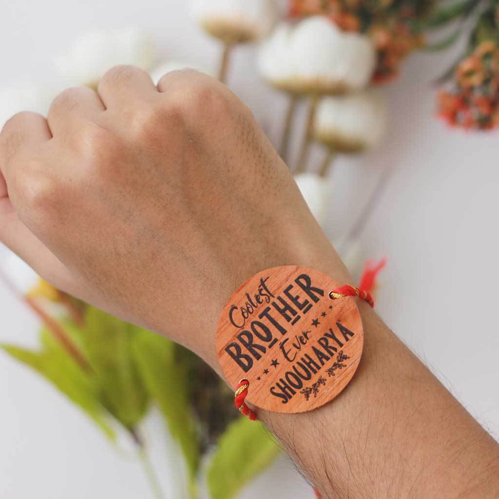 Coolest Brother Ever Personalised Wooden Rakhi & Greeting Card - Image 2