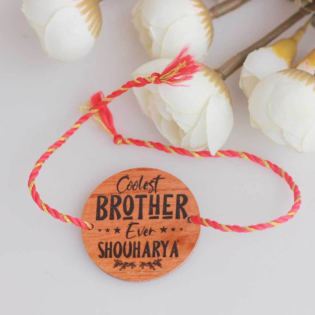 Coolest Brother Ever Personalised Wooden Rakhi & Greeting Card - Image 3