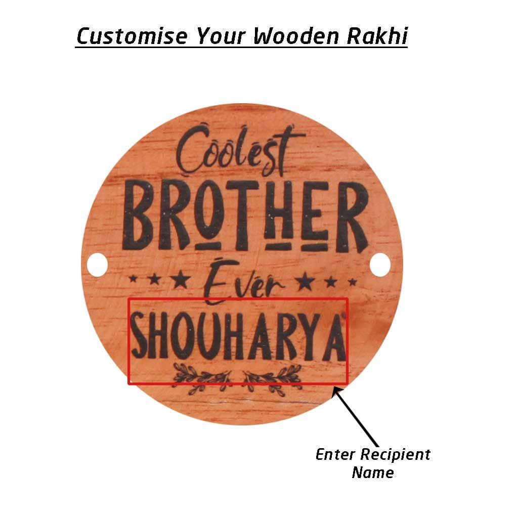 Coolest Brother Ever Personalised Wooden Rakhi & Greeting Card - Image 5