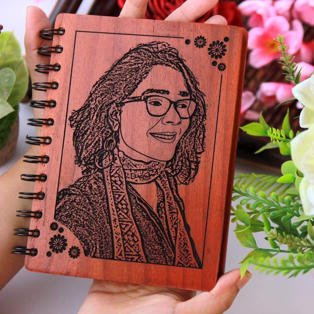 Custom Engraved Diary With Photo For Teachers - Wooden Notebook - Image 2
