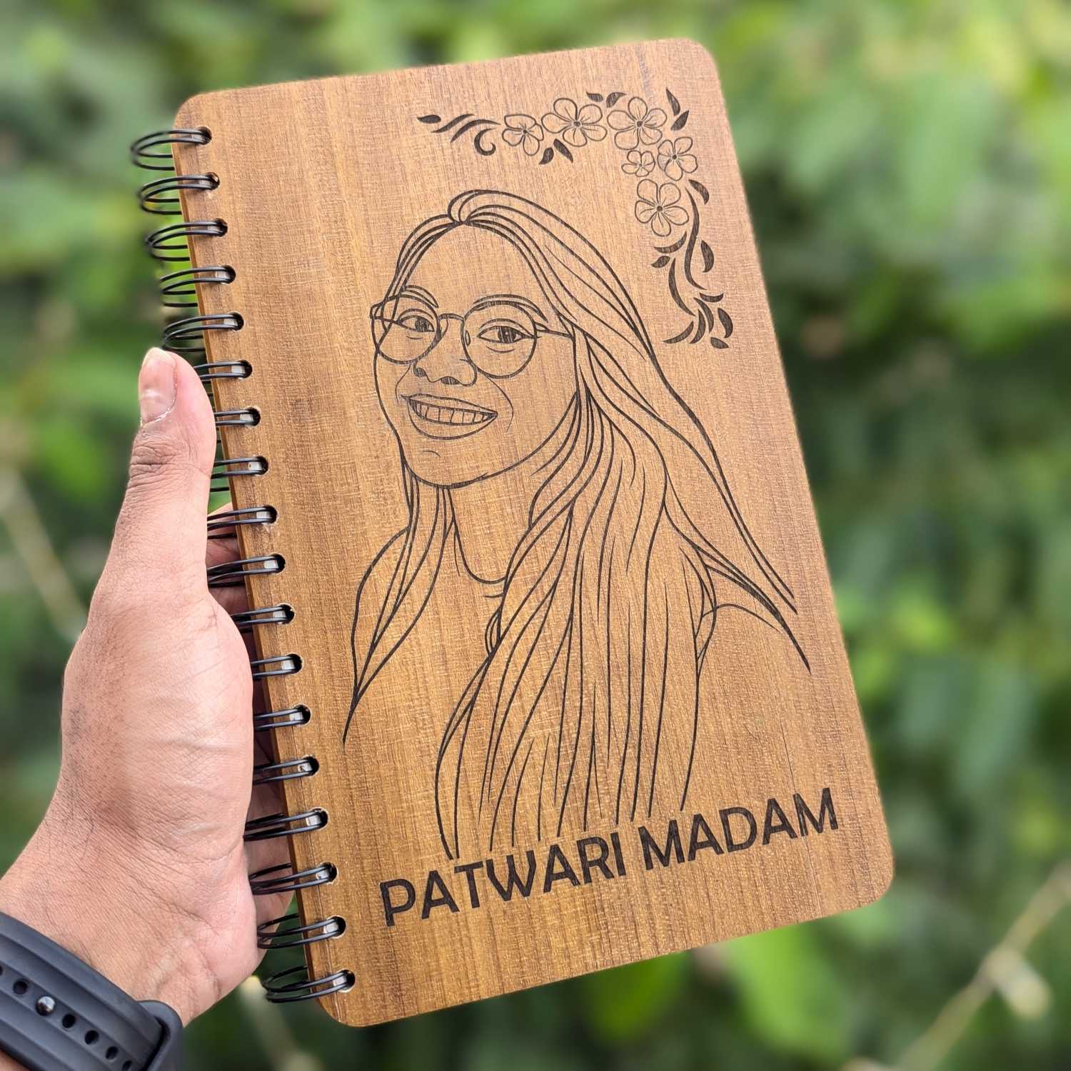 Custom Engraved Diary With Photo For Teachers - Wooden Notebook - Image 3