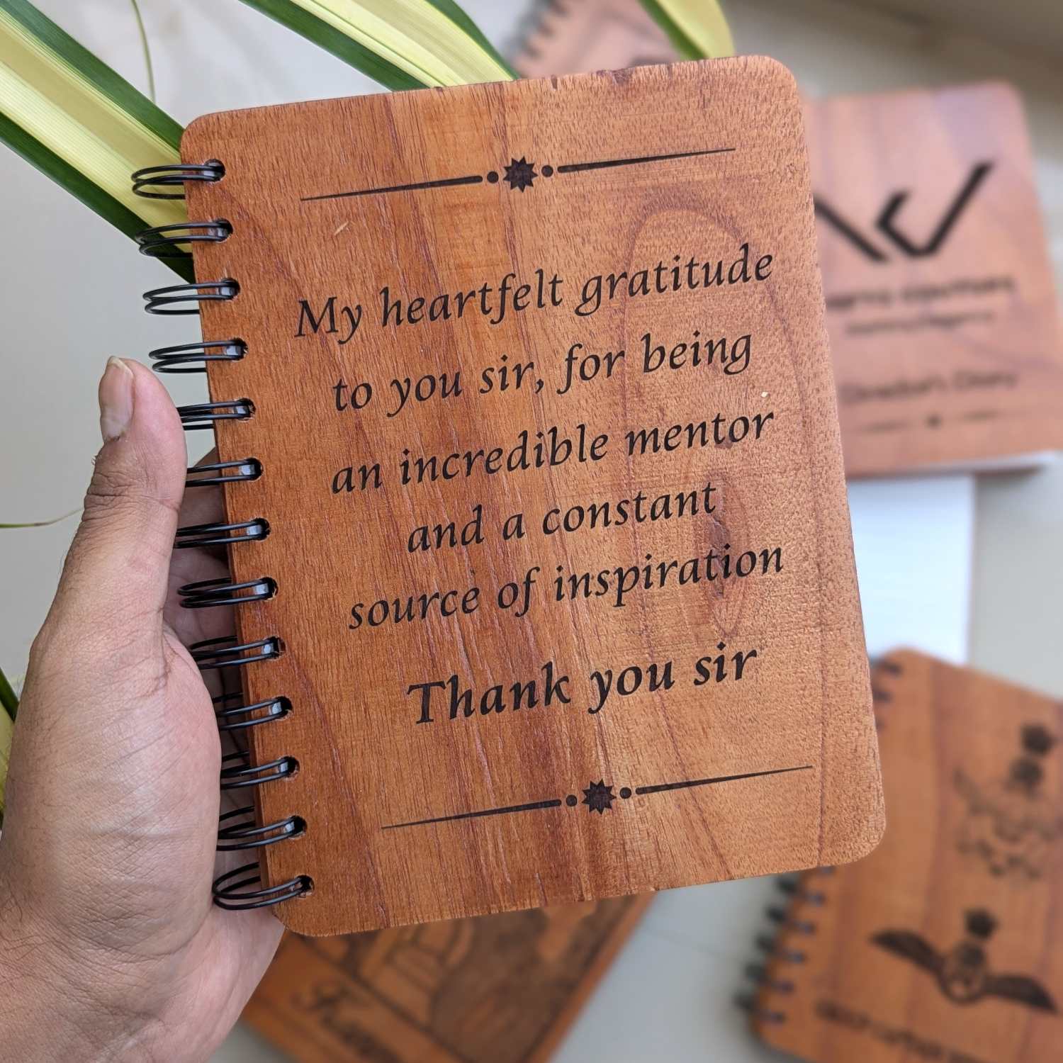 Custom Engraved Diary With Photo For Teachers - Wooden Notebook - Image 5