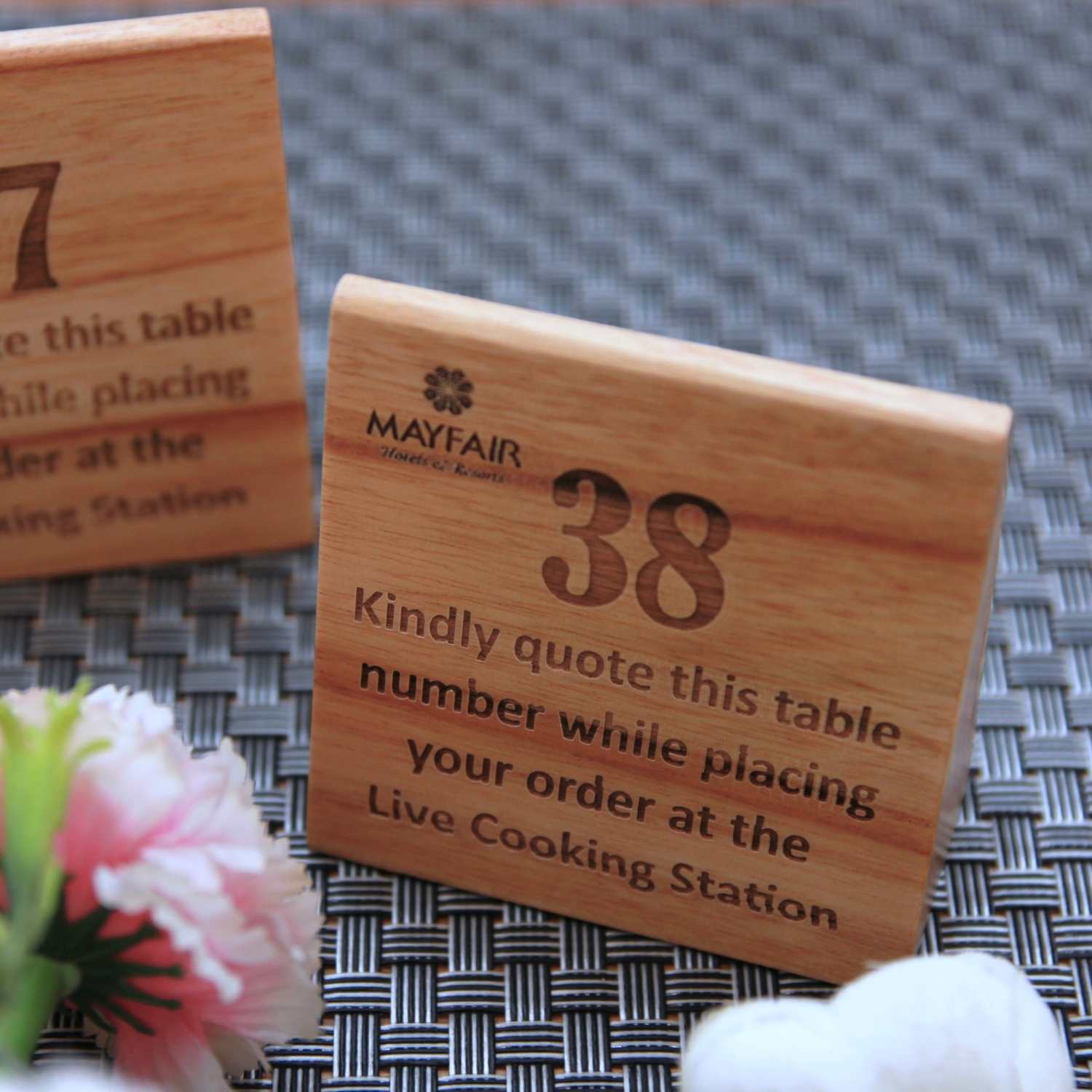 Custom Wooden Triangular Table Tent | Buffet & Table Number Sign - Image 4