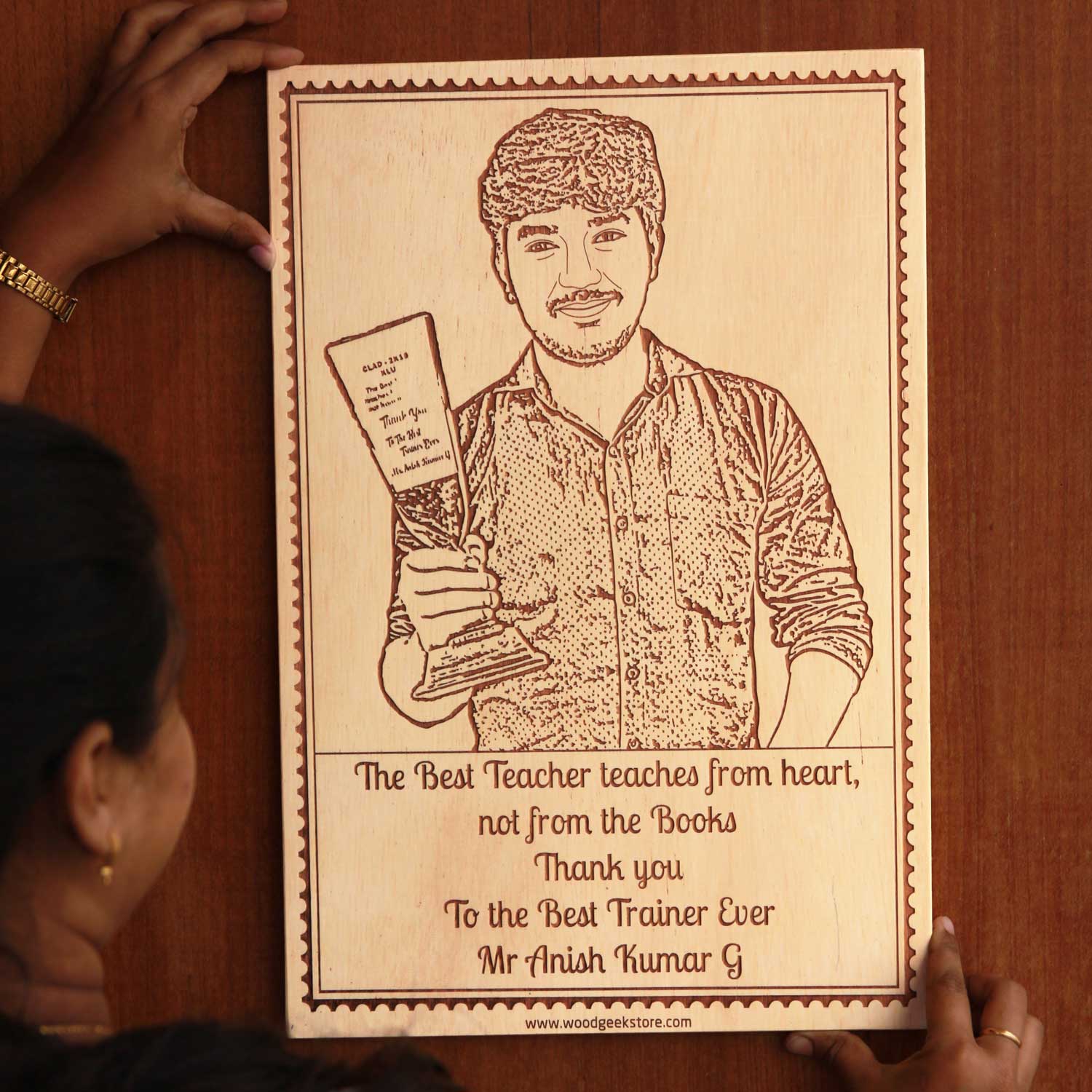 Custom Engraved Wooden Frame For Teacher - Image 2