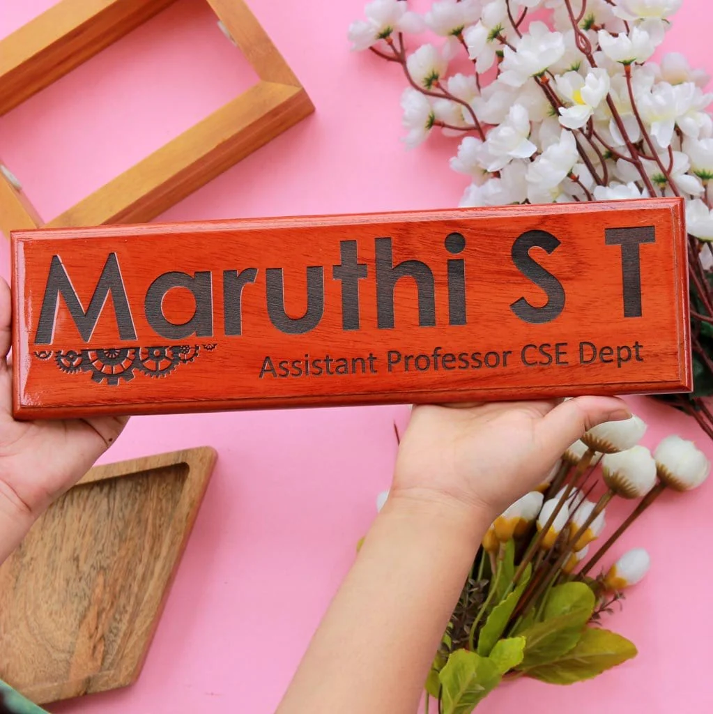 Custom Engraved Wooden Nameplate for Teachers