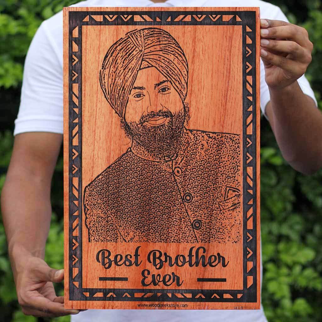 Custom Engraved Best Brother Wooden Frame - Image 4