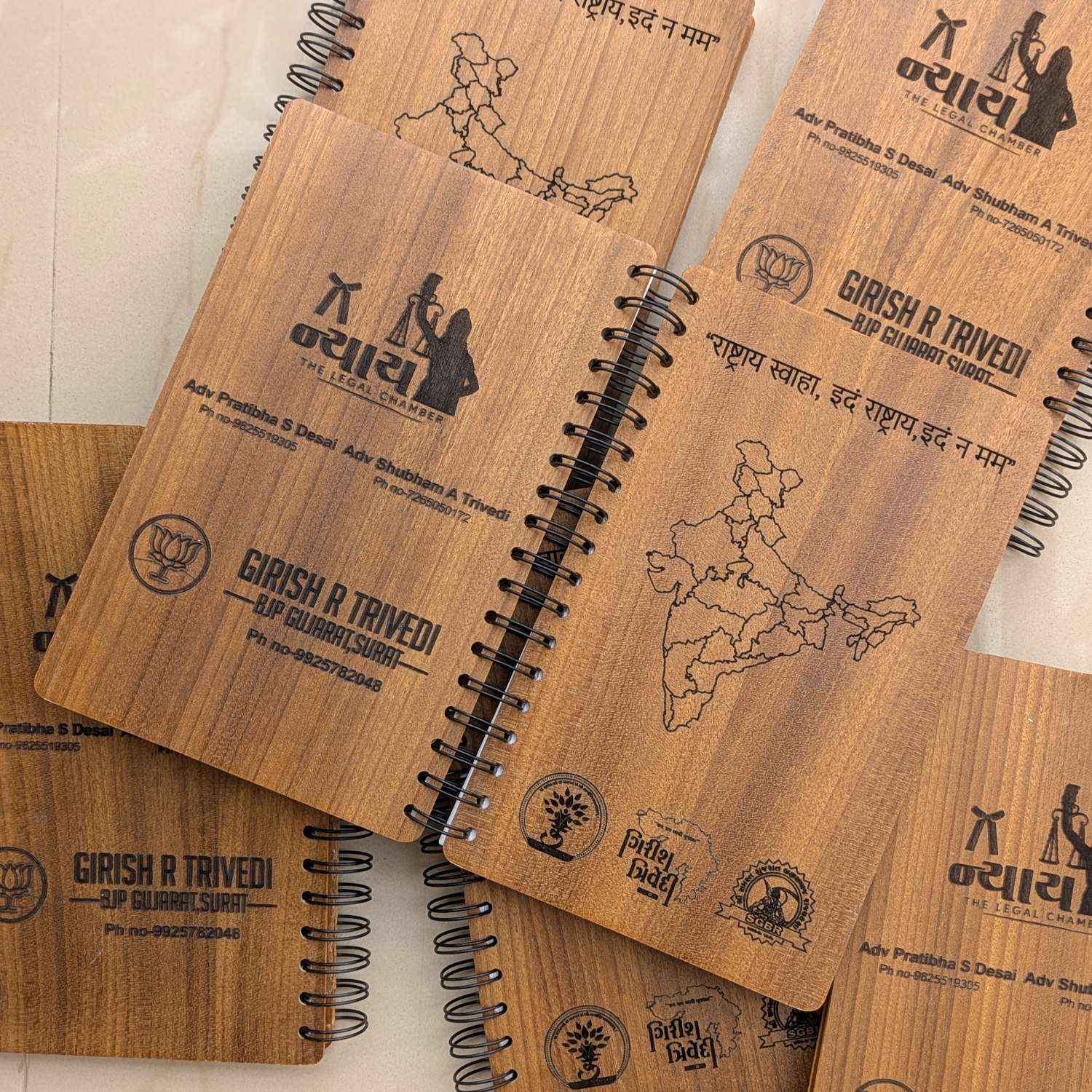 Custom India Map Engraved Wood Notebook | Personalized Corporate Gift For Officials - Image 2