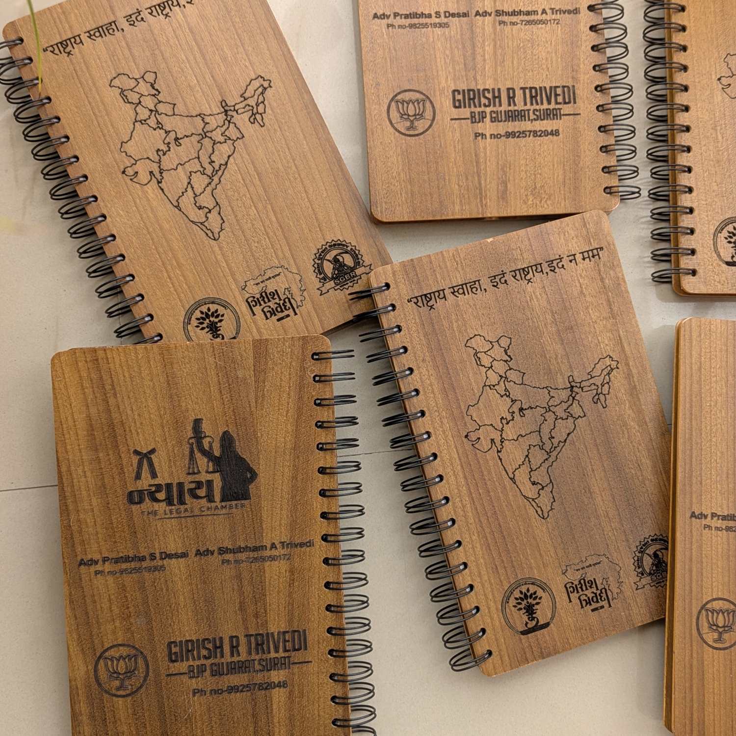 Custom India Map Engraved Wood Notebook | Personalized Corporate Gift For Officials - Image 3
