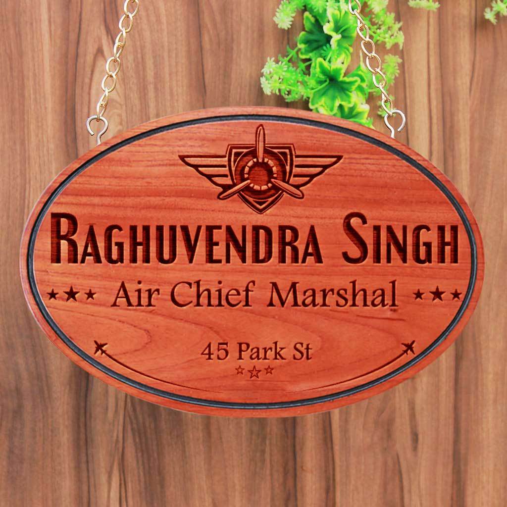 Custom Name Plate For Air Force Officer - Hanging Wooden Sign - Image 2
