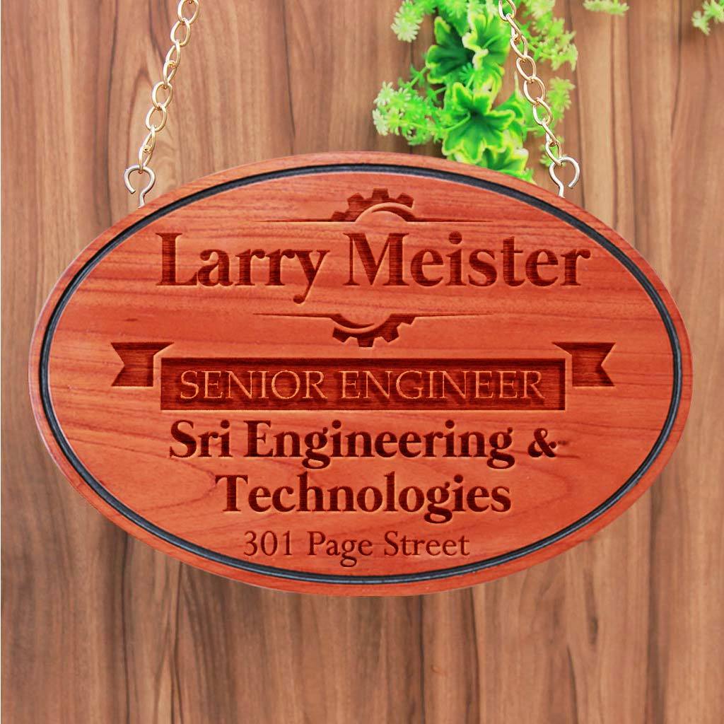 Custom Name Plates For Engineers - Hanging Wooden Sign - Image 2