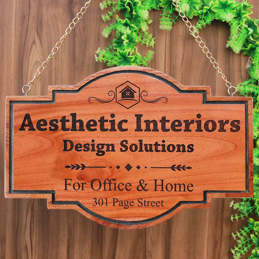 Custom Name Plates For Interior Designers - Hanging Wooden Sign