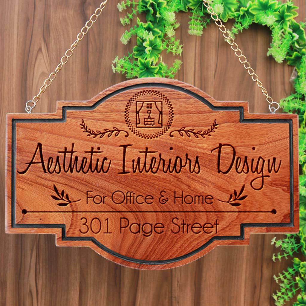 Custom Name Plates For Interior Designers - Hanging Wooden Sign - Image 2