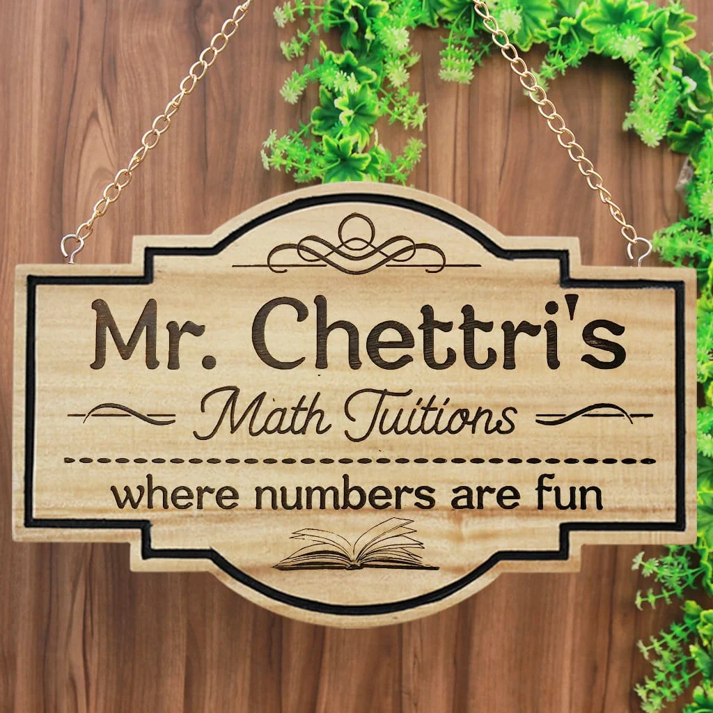 Custom Name Plates For Teachers- Hanging Wooden Sign