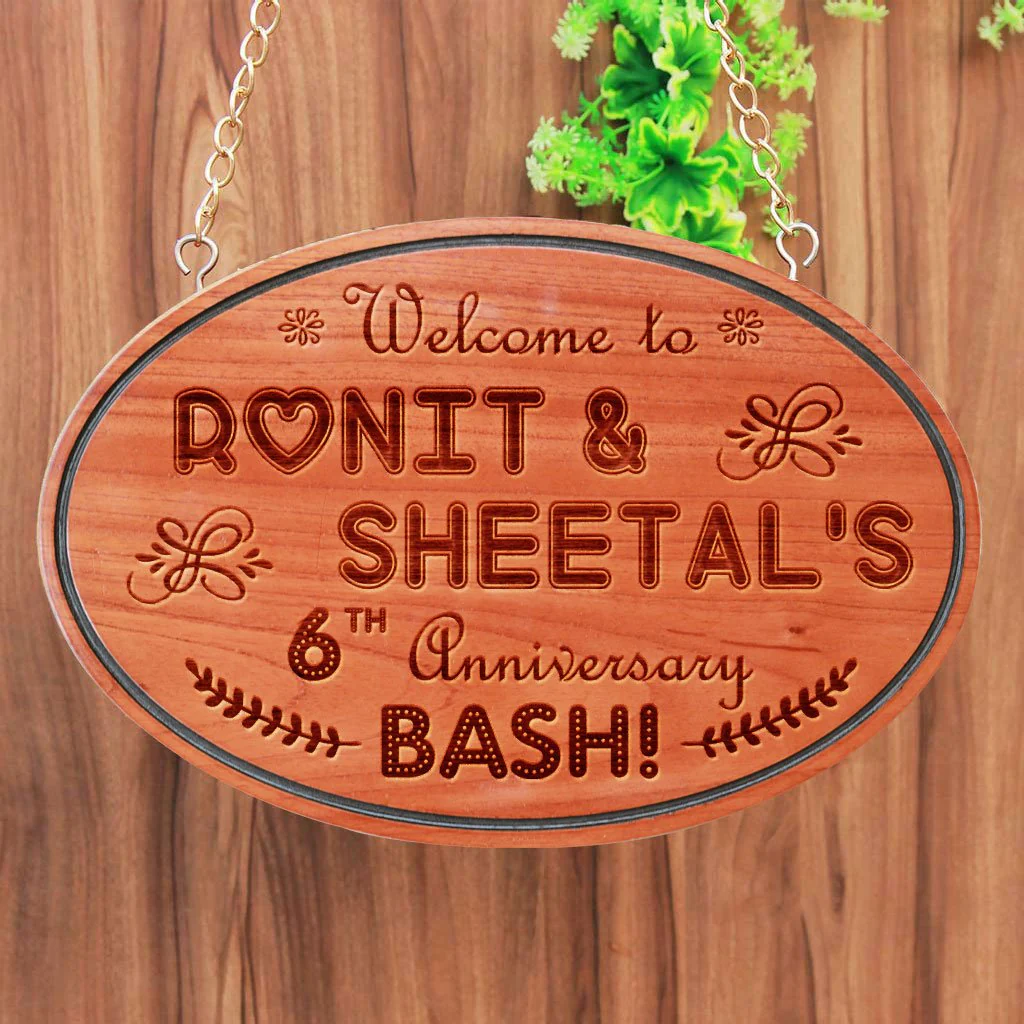 Custom Photo Engraved Hanging Wooden Sign For Anniversary - Image 2
