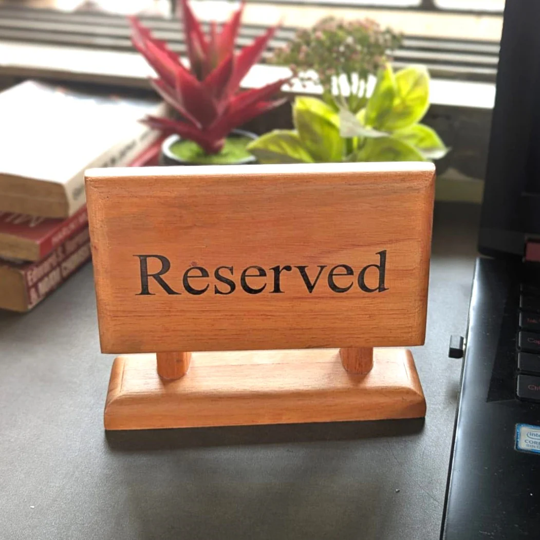 Custom Rectangular Wooden Reserved Sign | Engraved Table Tent for HORECA - Image 5