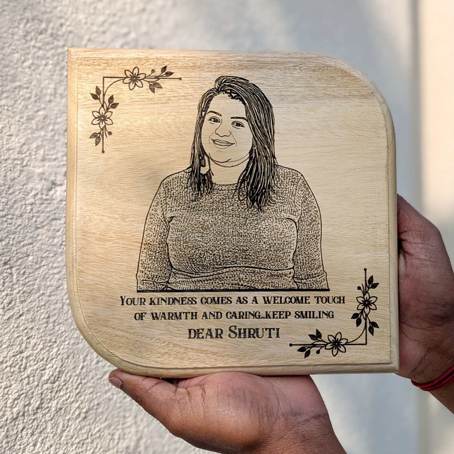 Custom Wood Anniversary Plaque with Portrait | High EQ Gift for Husband & Wife - Image 2