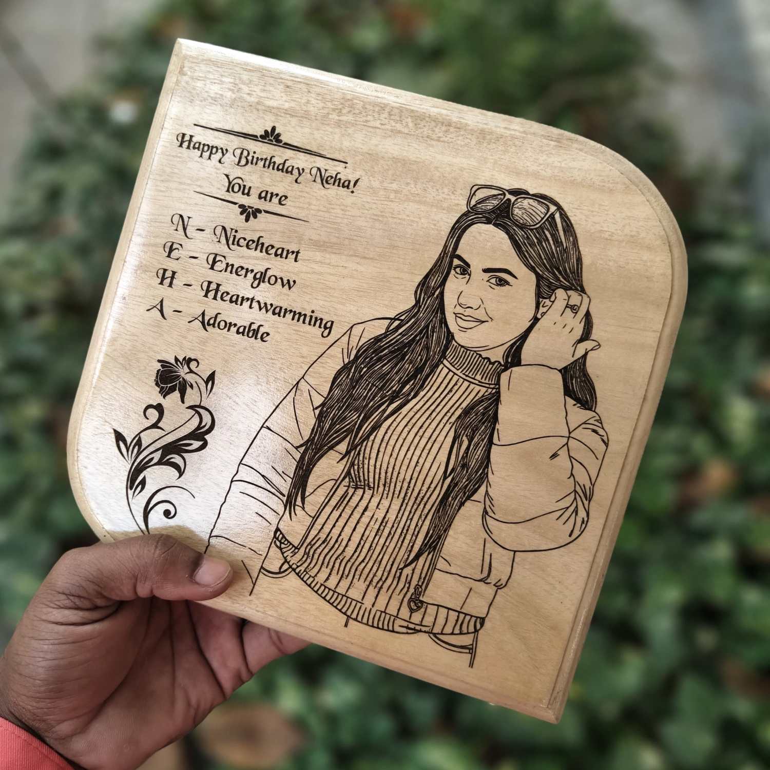 Custom Wood Anniversary Plaque with Portrait | High EQ Gift for Husband & Wife - Image 3