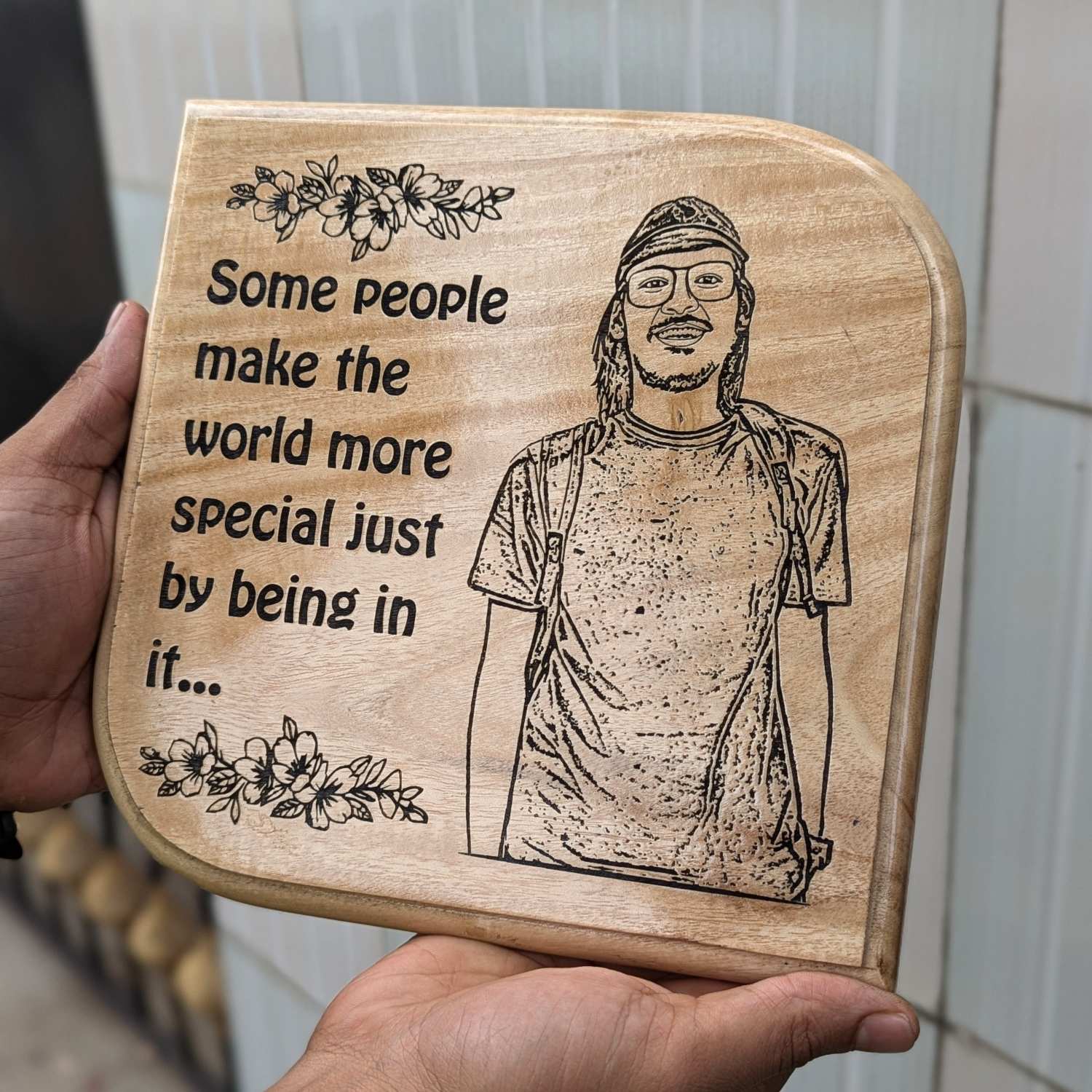 Custom Wood Anniversary Plaque with Portrait | High EQ Gift for Husband & Wife - Image 5