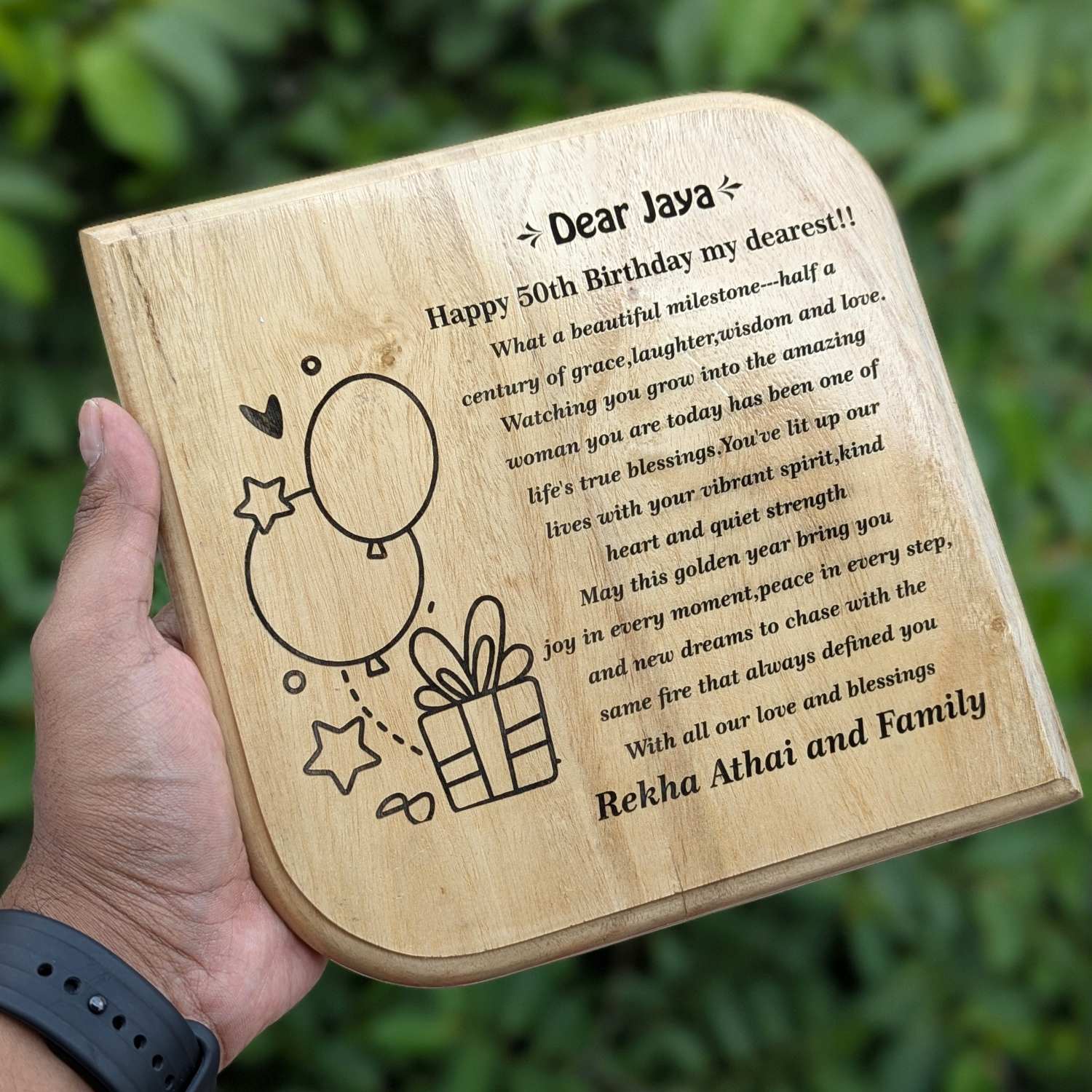 Custom Wood Anniversary Plaque with Portrait | High EQ Gift for Husband & Wife - Image 6