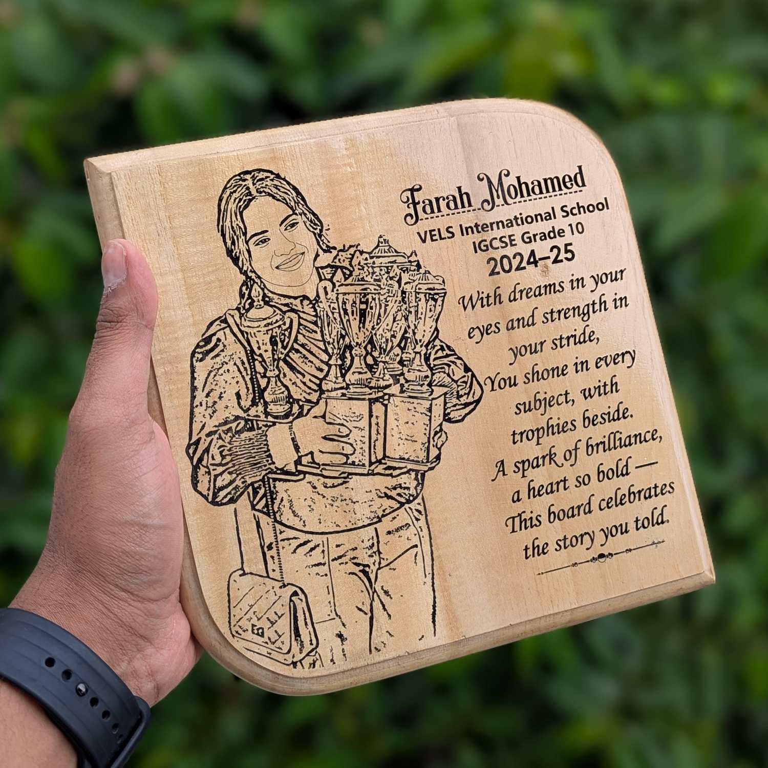 Custom Wood Anniversary Plaque with Portrait | High EQ Gift for Husband & Wife - Image 7