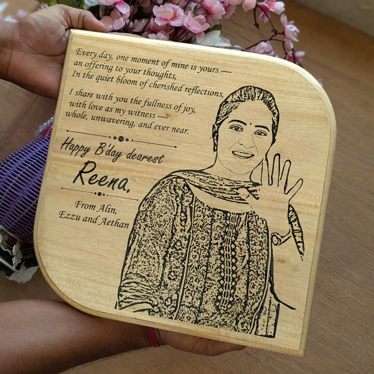 Custom Wood Anniversary Plaque with Portrait | High EQ Gift for Husband & Wife - Image 8