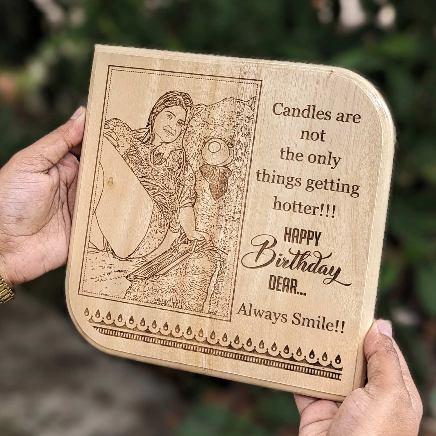 Custom Wood Anniversary Plaque with Portrait | High EQ Gift for Husband & Wife - Image 9