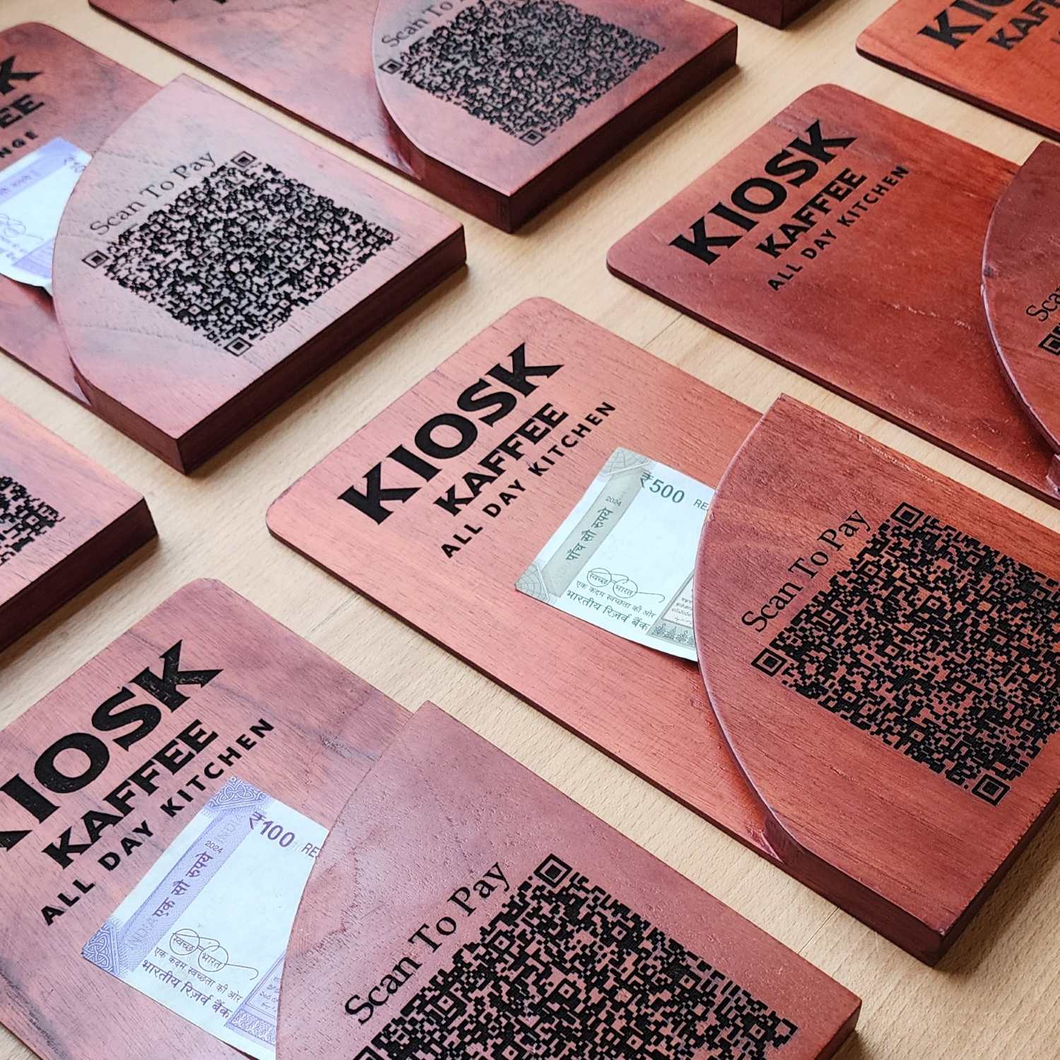 Custom Wooden Bill Folder for Restaurants & Cafés | Engraved QR Code, Card & Cash Folder - Image 10