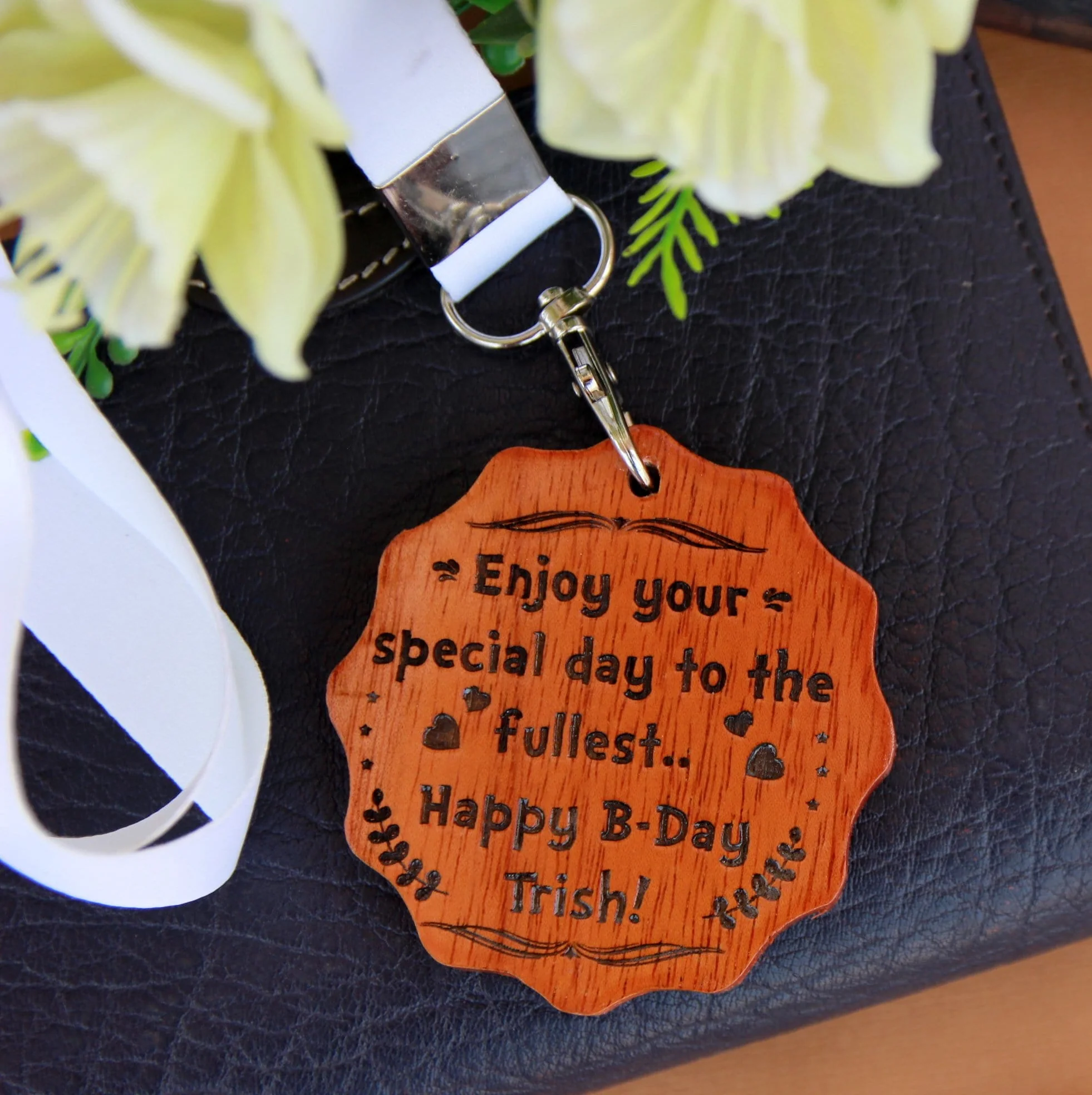 Custom Wooden Medal Engraved With A Birthday Wish