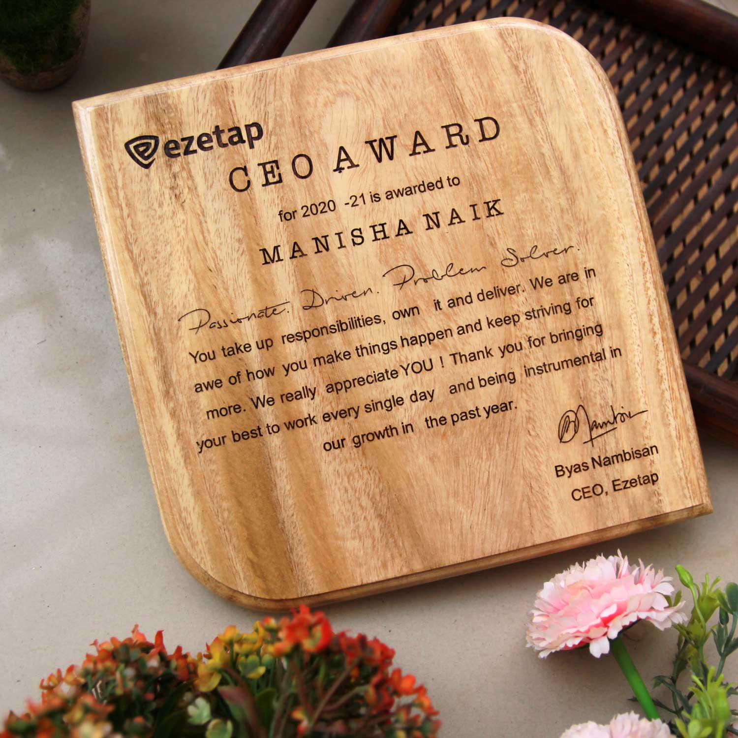 Customizable Wooden Award Plaque | Personalized Corporate Recognition - Image 3