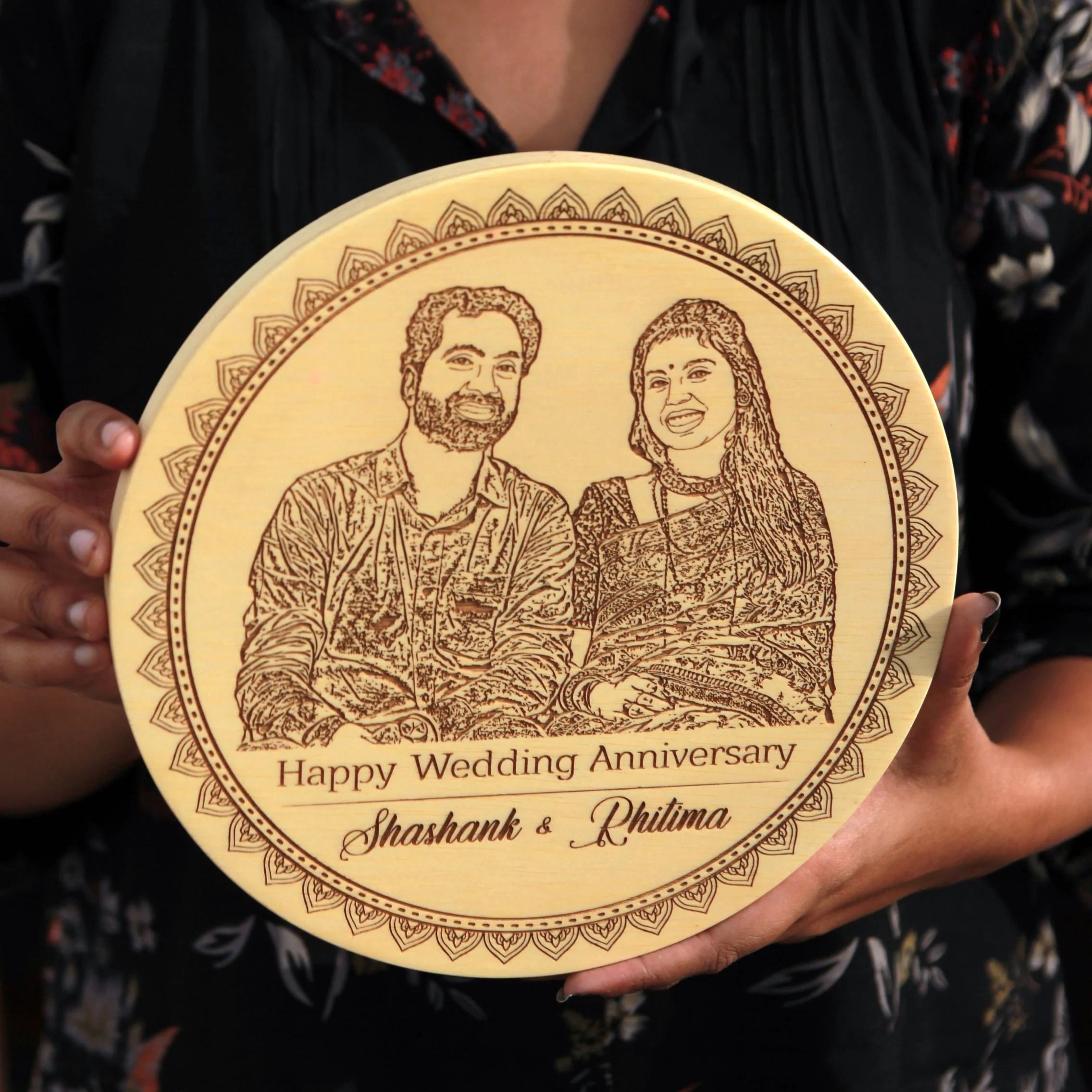 Customize Your Own Round Wooden Poster | Engraved Wood Frame - Image 10
