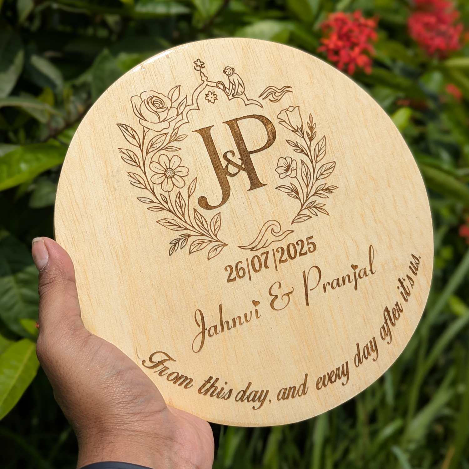 Customize Your Own Round Wooden Poster | Engraved Wood Frame - Image 7