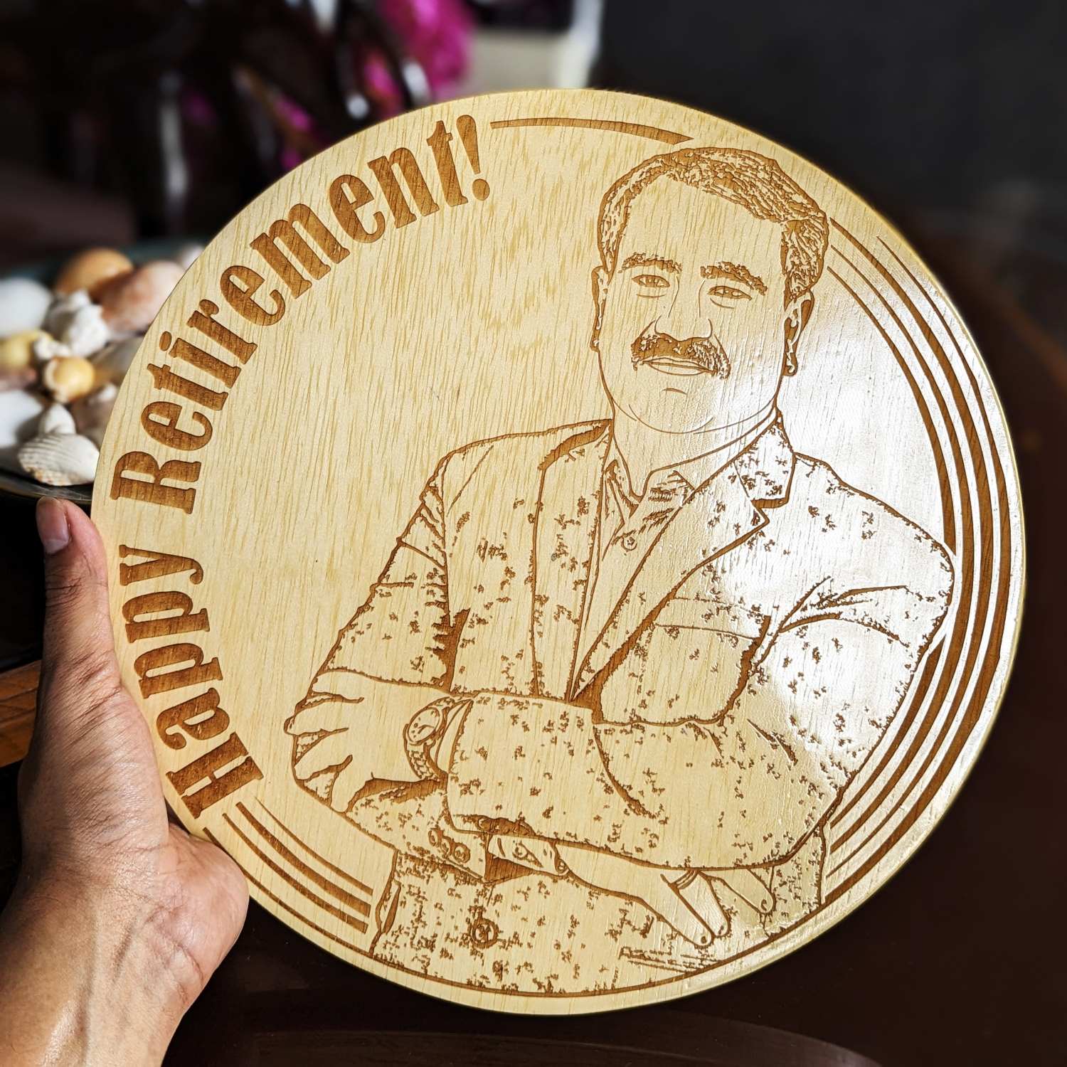 Customize Your Own Round Wooden Poster | Engraved Wood Frame - Image 9