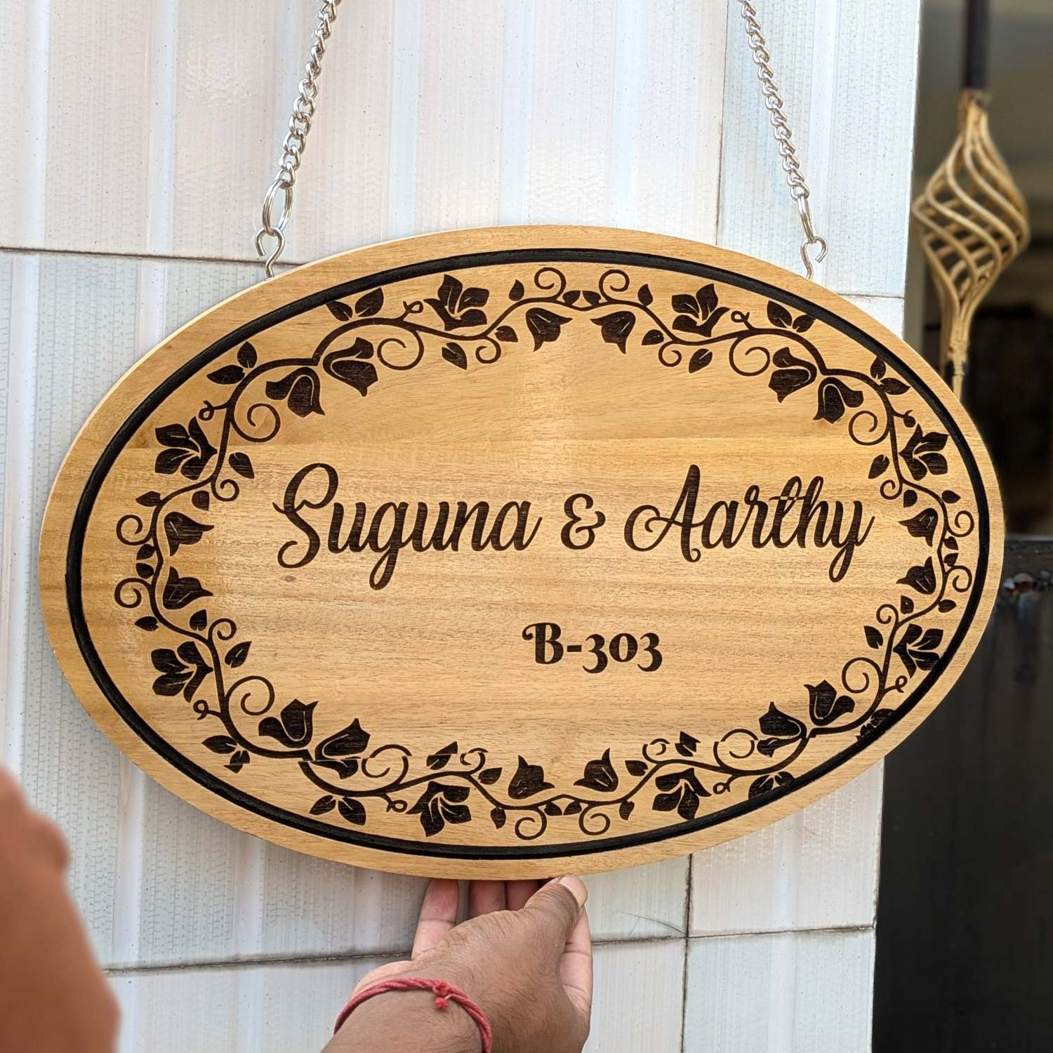 Customize Your Own Hanging Wooden Sign - Oval - Image 2