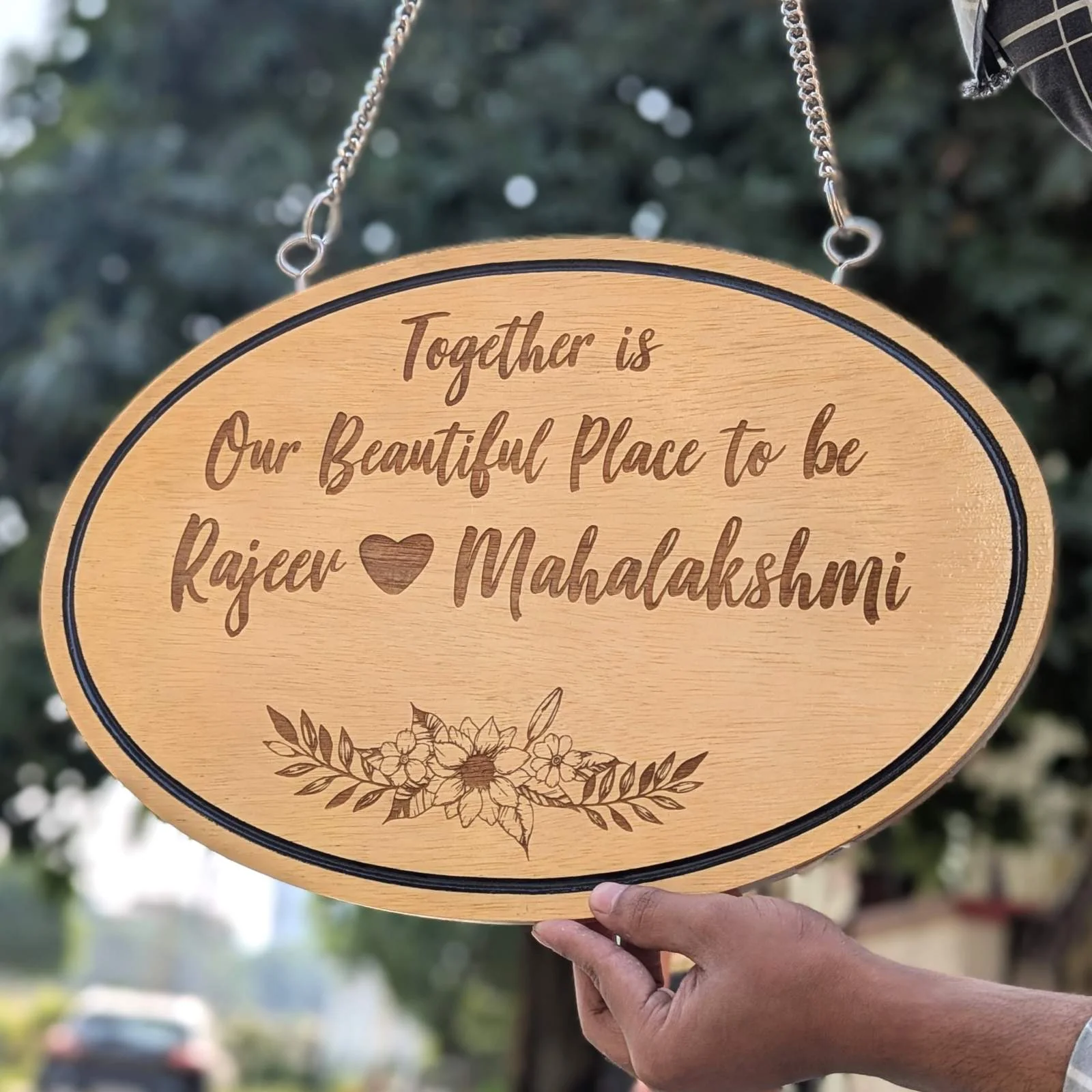 Customize Your Own Hanging Wooden Sign - Oval - Image 3