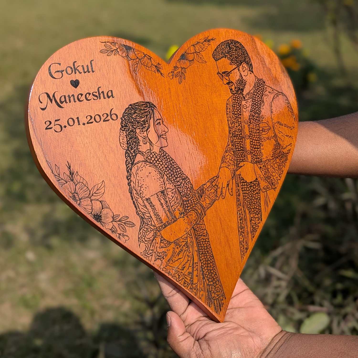 Customised Heart-Shaped Wooden Plaque | Photo on Wood | Wood Art - Image 3