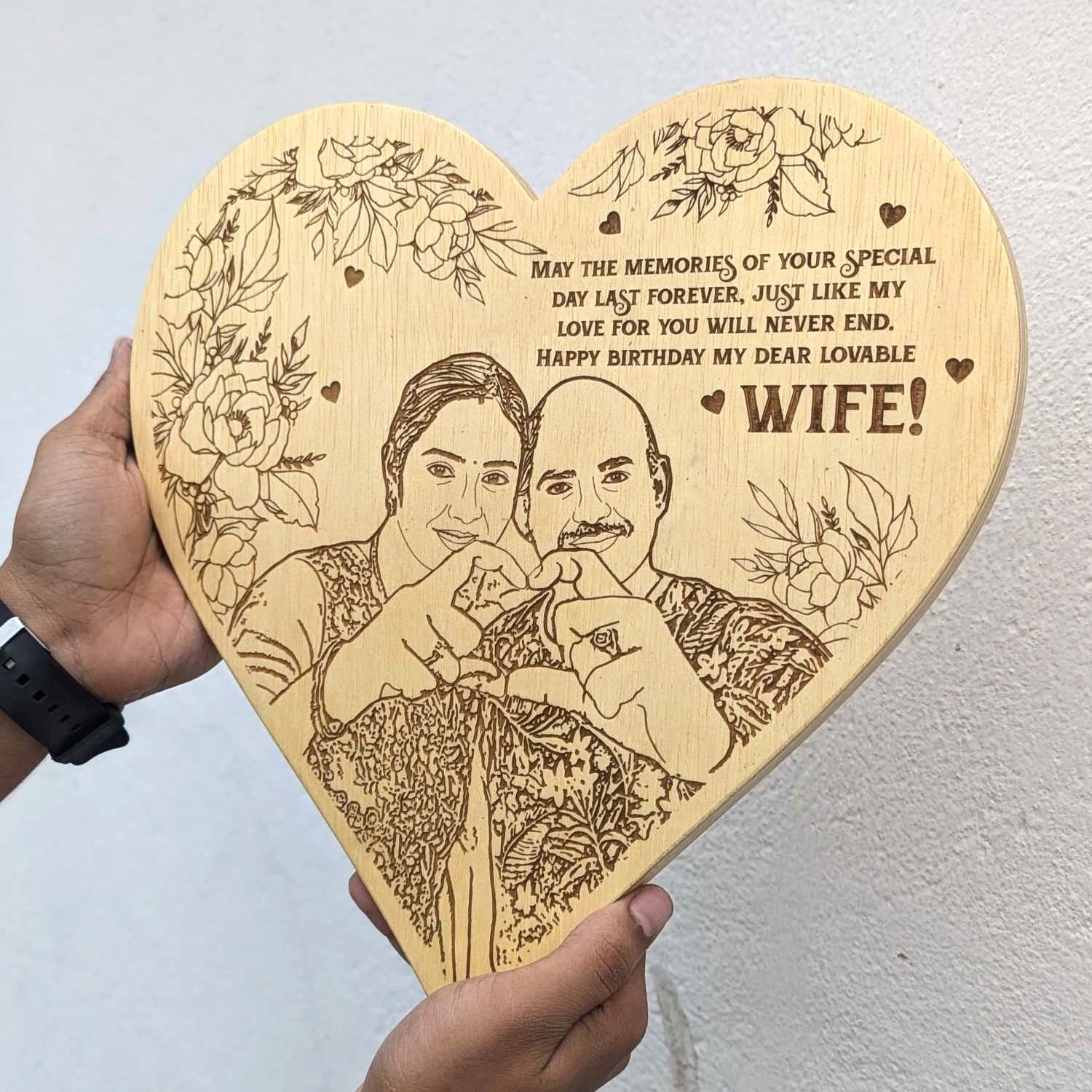 Customised Heart-Shaped Wooden Plaque | Photo on Wood | Wood Art - Image 4