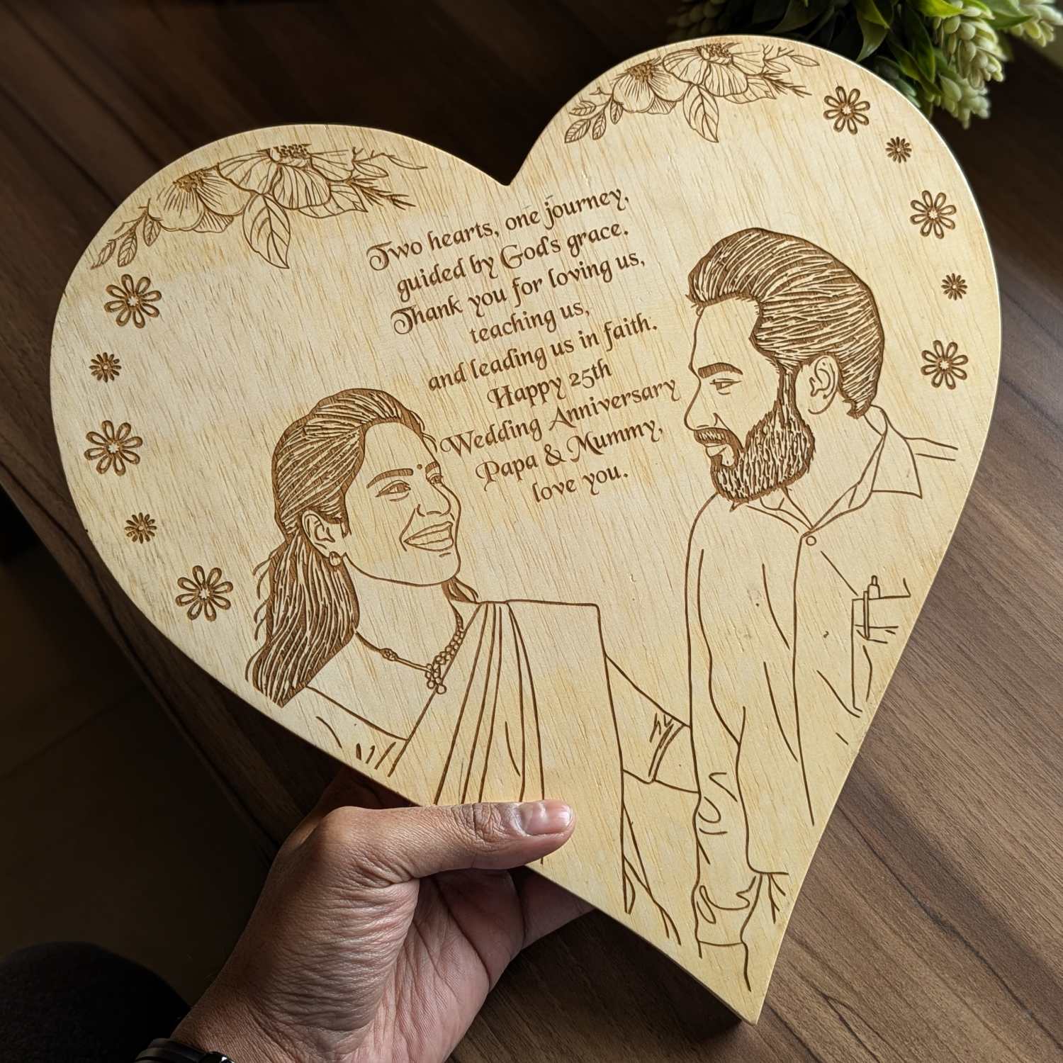 Customised Heart-Shaped Wooden Plaque | Photo on Wood | Wood Art - Image 6